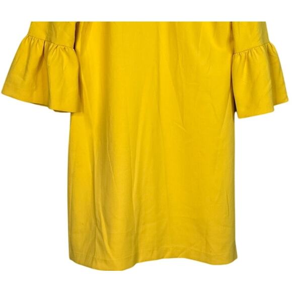 Zara 3/4 Bell Sleeves Stretchy Shift Mini Dress Back Zip Up Lagenlook S Yellow - Picture 5 of 15